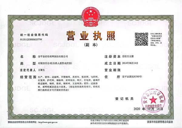 Business license of rugu